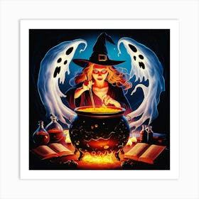 Happy halloween Illustration Spooky Horror devi background2 (8) Art Print