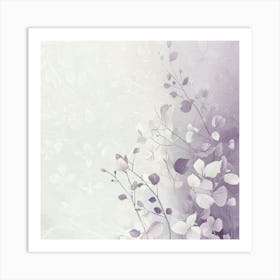 Purple Flowers On A White Background Art Print