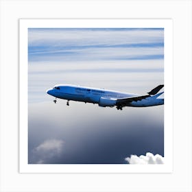 A Large Passenger Plane Flies In The Sky And A Picture Of It From Its Entire Side Shows It In Its F (1) Art Print