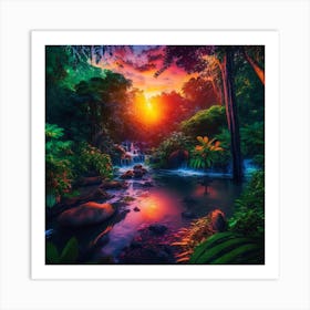 Sunset In The Jungle 4 Art Print