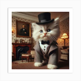 Cat In A Top Hat Art Print