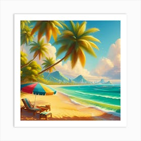 Palm Trees As Part Of A Landscape At A Beach Front 1 Art Print