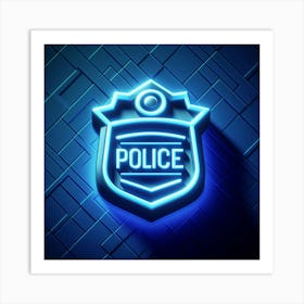 Police Badge Neon Sign Art Print