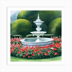 Fountain In The Garden 7 Art Print