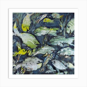 Green Fish 2 Square Art Print