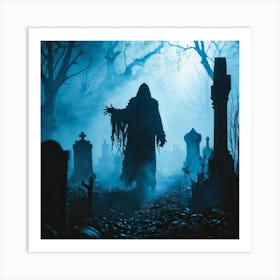 Silhouette Of A Daemon Enveloped In Fog Human Costumes Hinting At A Scary Presence Steam Rising To (2) Art Print