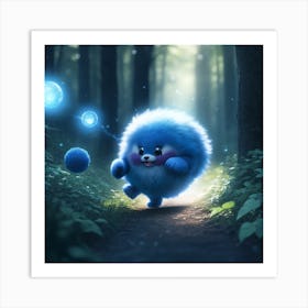 Blue Hedgehog In The Forest Art Print