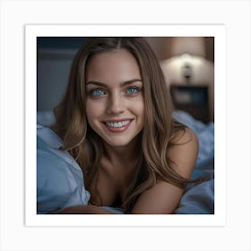 Beautiful Young Woman In Bed Art Print