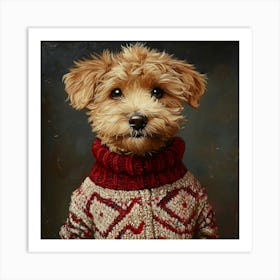 Christmas Golden Dog 8 Art Print