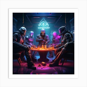 Group Of People Sitting Around A Table Art Print