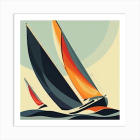 Sailboats In The Ocean 1 Art Print