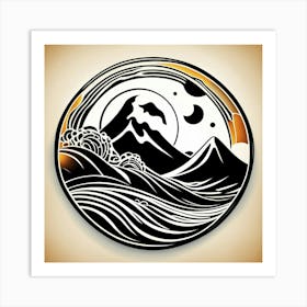 Moon And Waves Art Print