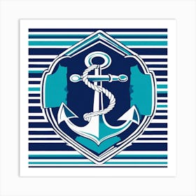 Anchor On Striped Background Art Print