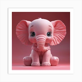 Little Pink Elephant Art Print