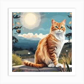 Cat In The Moonlight Art Print