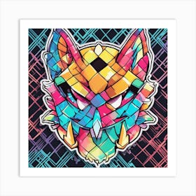 Vibrant Sticker Of A Plaid Pattern Mask And Based On A Trend Setting Indie Game 1 Art Print