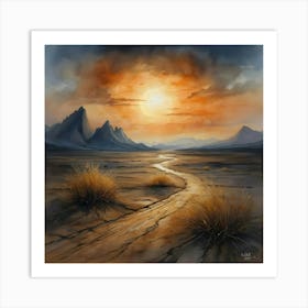 Sunset In The Desert 12 Art Print