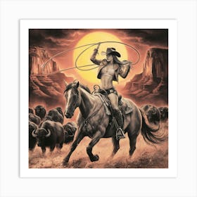 Western Spirit Monochromatic Tribute To Adventure In The Wild West (13) Art Print