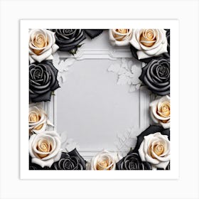 Black And White Roses Frame Art Print