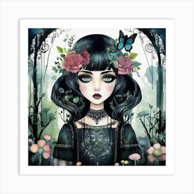 cute Gothic Girl Art Print