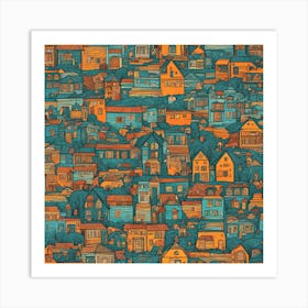 Doodled Houses Art Print