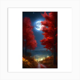 Full Moon In The Forest 1 Art Print