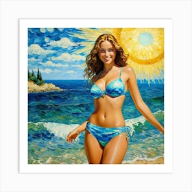 Girl On The Beach fhh Art Print