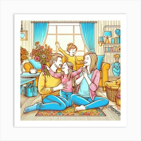 Happy Family Vector Illustration Art Print