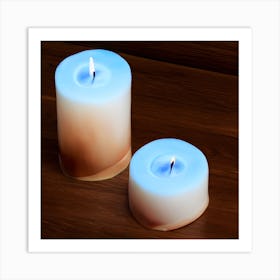 Candles On A Wooden Table Art Print