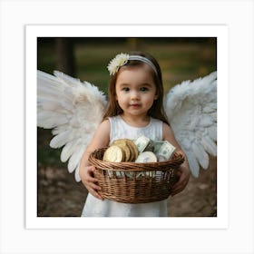 Angel Holding A Basket Of Money Art Print