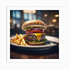 Hamburger And Fries 20 Art Print