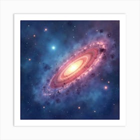 Watercolor Space Art Featuring Glowing Galaxies 1 Art Print