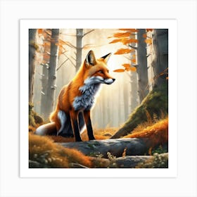 Fox In The Forest 101 Art Print