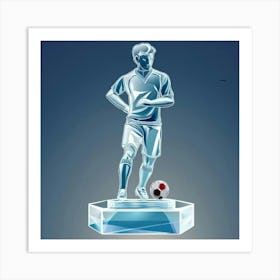 Estatua De Jugador Con Pelota Al Pie Art Print