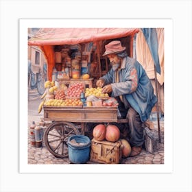 Man Selling Fruit #7 Art Print Art Print