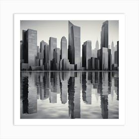 Reflection Of City Skyline Art Print