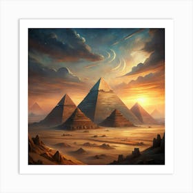 Pyramids Of Giza At Sunset 1 Art Print