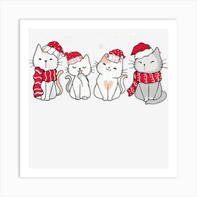 Funny Cat Lovers Cute Cat Santa Hat Christmas Art Print