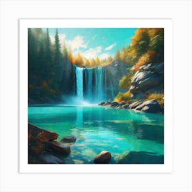 Waterfall In The Forest 44 Art Print