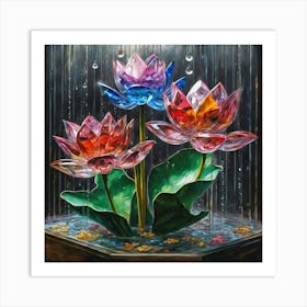 Lotus In The Rain Art Print