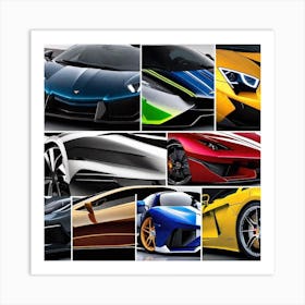 Collage Of Lamborghinis Art Print