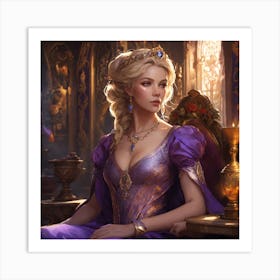 Middle Aged Old Countess Blonde Medieval In A Room(1) Art Print