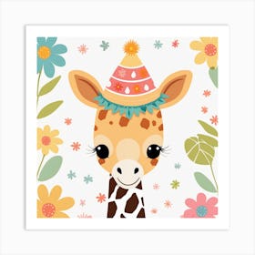 Floral Baby Giraffe Nursery Illustration (29) 1 Art Print