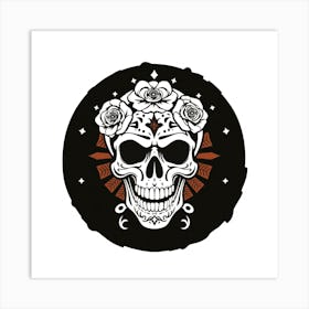 Sugar Skull With Roses 2 Art Print