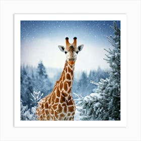 Firefly Whimsical Winter Wonderland With Cheerful Giraffe 83540 (2) Art Print