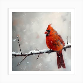 Cardinal In The Snow 1 Art Print