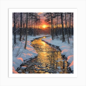 Sunset In The Woods 1 Art Print