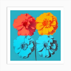 Andy Warhol Style Pop Art Flowers Marigold 2 Square Art Print