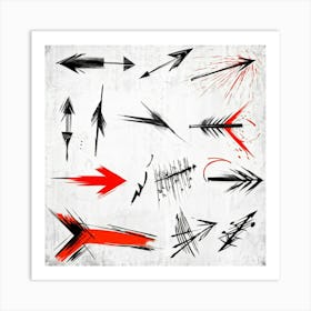 Abstract Hand Drawn Arrows And Pointers Set Collection Positioned At Various Angles Across The Canv (7) Art Print