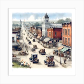 Early Small Town America And The Automobile ~Reimagined 8 Art Print